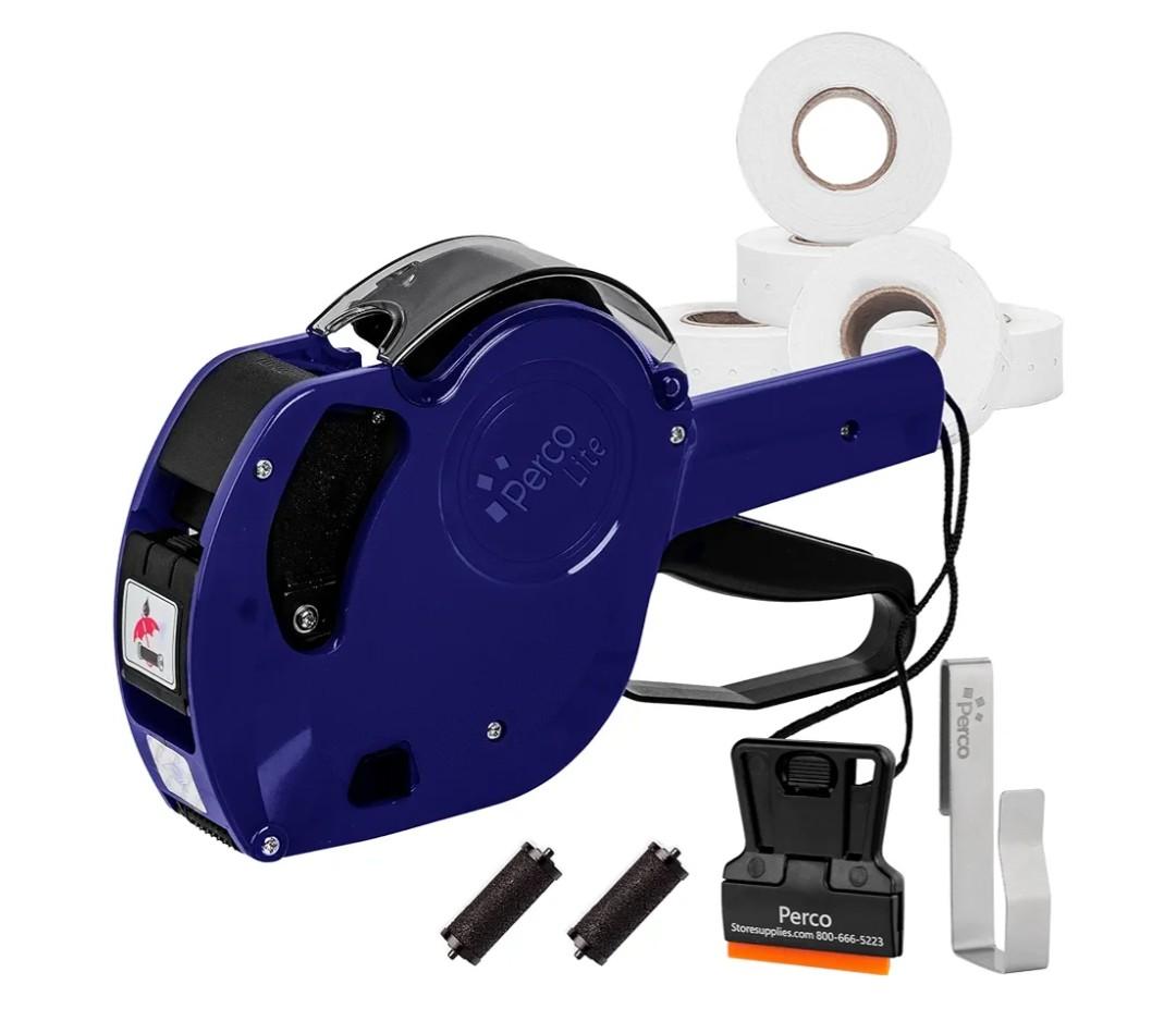 Perco Lite 1 Line Price with Price-Marking Labels Kit — Includes 5,000 Blank White Labels, 1 Clip, 2 Ink Rollers — 1 Ink Roll & Labels Preloaded — Ideal for Retail Pricing, Inventory, and More