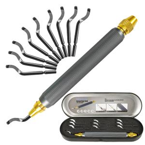 Deburring Tool with 10 Extra High Speed Steel Swivel Blades,Deburring Tool 3D Printing Double Head Anti Skid Handle, Which Can be Rotated or Fixed 360 Degrees,for Metal, Resin, Copper, Plastic