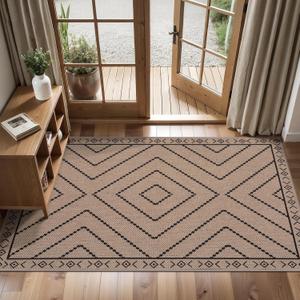 Tangsoo Easy Jute Rug 2x4 Rugs for Entryway,Machine Washable Outdoor Door Mat,Non-Slip Thin Indoor Floor Carpet Neutral Small Throw Rug for Kitchen Hallway Bedroom Front Porch
