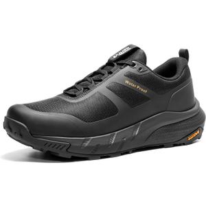 NORTIV 8 Men's Waterproof Hiking Shoes Lightweight Trekking Walking Fashion Sneakers with Arch Support for Camping Tennis Outdoor Training StreamRunner (Black)