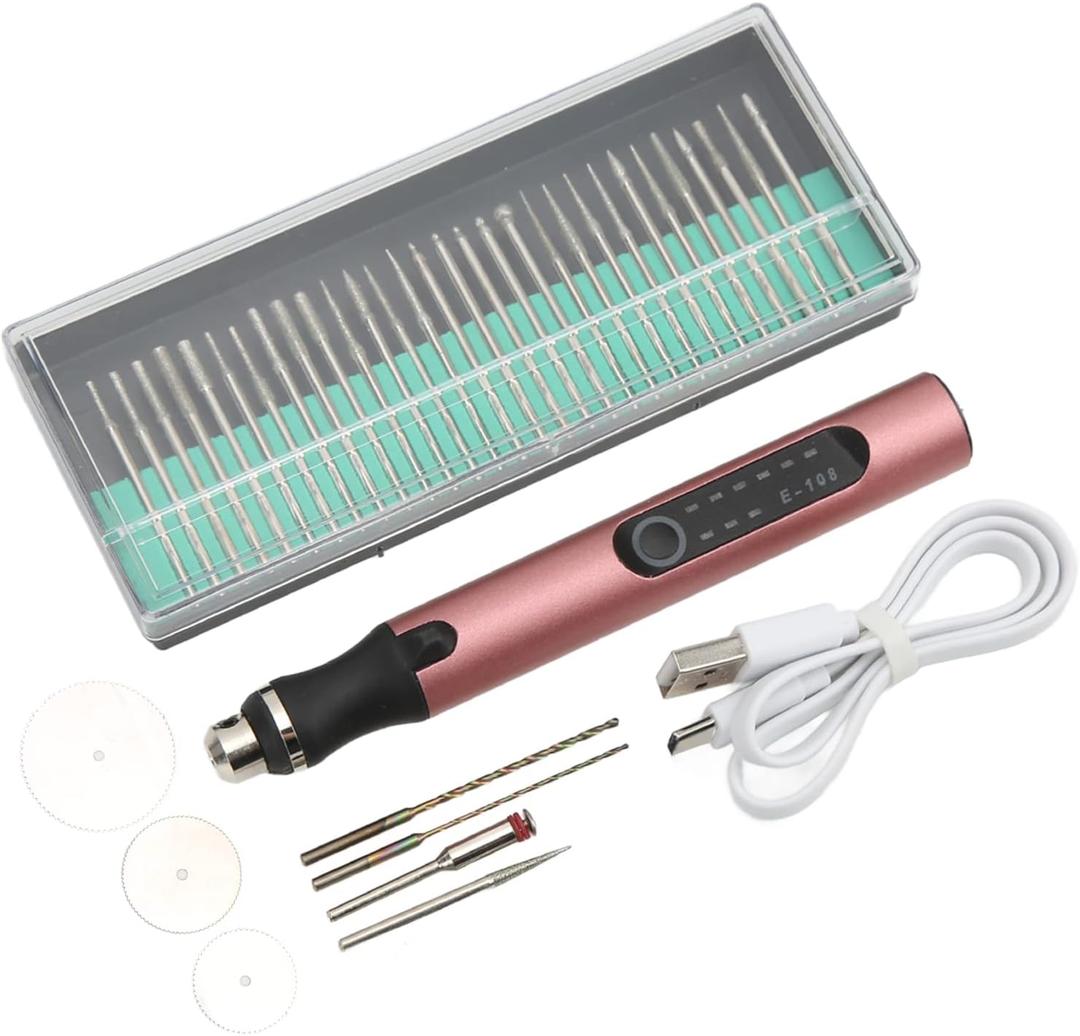 Engraving Pen Engraving Machine Electric Engraving Pen Cutting Polishing DIY Drilling Metal Engraving Tool DIY Engraving DIY Tool Charging for StoneWoodPCB Circuit (Rose Gold)