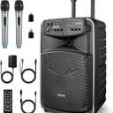 GTSK12-2 Portable Bluetooth PA Speaker System - 12'' Subwoofer, UHF Wireless Mics, TWS Stereo Pairing, USB-C/MP3/SD/FM/AUX, Rechargeable Battery, Rolling Wheels for Party, Events