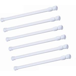 6 Pack Spring Tension Curtain Rod, 23.6-43.3 Inches Tension Rods Cupboard Bars Adjustable Spring Steel Tensions Rod Shower Rod Closet Rod