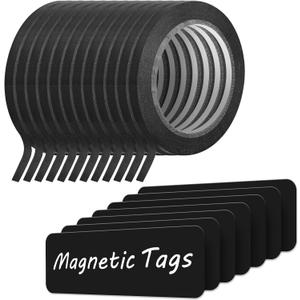 Fainne 12 Roll 1/8 Whiteboard Thin Tape with 54 Magnetic Dry Erase Label Name Plate Tag Magnetic Name Tag Pinstriping Tape for Back to School Office Supplies (Black)