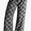 yoeasy Women's Wide Leg Jeans Checkered High Waisted Straight Leg Baggy Loose Stretch Plaid Casual Denim Pants. Size Large