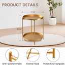 2 Tier End Table, Metal Round Side Table with Removable Tray