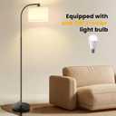 Floor Lamp for Living Room,Tall Standing Lamps Dimmable,Modern Floor Light with LED Bulb,3 Color Temperatures,Fabric Shades,Black Floor Lamps for Bedroom Dining Room Office Corner