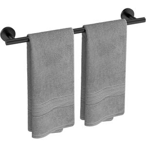 USHOWER Matte Black Towel Bar, 24-Inch Towel Rack for Bathroom Wall Mounted, Thicken SUS304 Stainless Steel Towel Rod Modern Home Decor (Total Length 26-Inch)