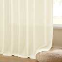 Heavy Duty Pinch Pleated Linen Curtains 96 Inches Long for Living Room 2 Panels Light Filtering Boho Sheer Window Drape with Hooks Rings 8ft Cream Beige