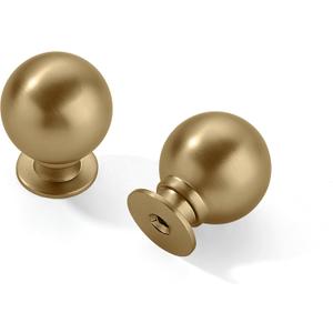 10 Pack 1 Inch Vintage Ball Brushed Brass Cabinet Knobs Kitchen Cabinet Hardware Brushed Gold Drawer Knobs Pulls for Drawers.