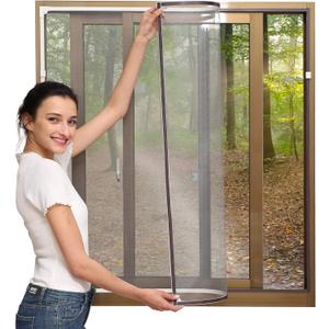 NeatiEase Adjustable DIY Magnetic Window Screen Max 60 x 48 Fits Any Size Smaller with White Frame Fiberglass Mesh