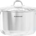 SUNHOUSE Stainless Steel Stock Pot - 15 Quart Heavy-Duty Induction Cooking Pot with Visible Lid for Pasta, Soup, Spaghetti - Nonstick Thick-Bottom Deep Stockpot for Canning, Boiling, and Simmering