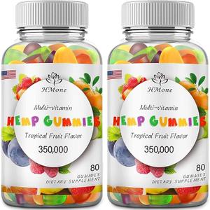 Hemp Gummies for Pain Sleep,Anxiety Extra Strengthen High Potency with Pure Natural Organic Hemp Oil Extract Vegan Edible Low Sugar - 2 Pack