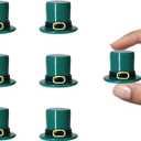 Tiny Leprechaun Hat 6 Pcs Green Mini Resin Irish Leprechaun Top Hats with Buckle Cutest St Patricks Day Decor for Leprechaun Trap Supplies