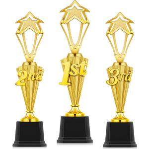 3 Pcs 3rd 2nd 1st Place Trophy First Place Plastic Trophy Award for Sports Tournament Funny Prize Cup for Football Soccer Competitions Reward Ceremony