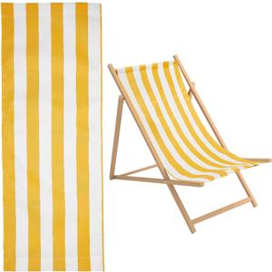 GORGECRAFT 44x17 Beach Sling Chair Replacement Canvas 1mm Thick Yellow and White Stripes Outdoor Furniture Folding Sling Lounge Chair Fabric Patio Sling Chairs Cloth for Sunbathing Garden Courtyard, 1130*432mm