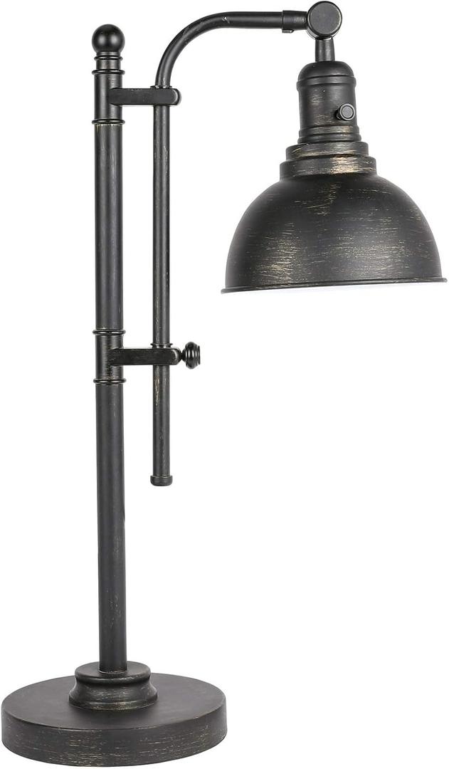 VONLUCE Rustic Desk Lamp Black Adjustable, Industrial Style Metal Task Lamp 25"-29", Vintage Work Lamp, Farmhouse Reading Lamp in Aged Bronze Finish, ETL Certificate