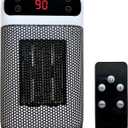 Space Heater, Small Plug in Electric Heater, Remote Wall Outlet Electric Space Heater with Adjustable Thermostat and Timer and Led Display, Compact for Office Dorm Room (Peal)