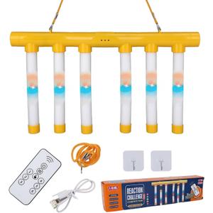 Reflex Challenge Game Set with Light Effects,Drop Stick Game for Reaction Training, Hand Eye Coordination Training Toy for Family Party (Yellow)