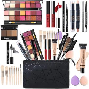 Makeup Set for Women, Makeup Kit for Women Full Kit, Travel Makeup Set, Makeup Gift Set for Girls, 14-Color Eyeshadow Palette, 2 x Lip Gloss, Eyebrow Powder, Contour Stick, Face Make up 01