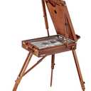 Creative Mark Safari II Deluxe Easel - French Style for Plein Air Painting, Elmwood with Walnut Finish, Holds Canvas Up to 39", Sliding Mast, Fully Divided Sketch Box, 12" x 16" Palette, 12 lbs