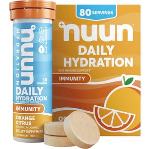 Nuun Immunity Electrolyte Tablets with Vitamin D, C, E, & A, Ginger, Elderberry, Magnesium & 4 Other Essential Electrolytes, Vegan, Orange Citrus, 8 Pack (80 Servings Total) (EXP 07/01/27)
