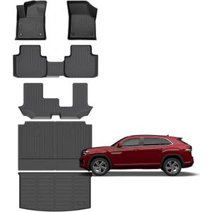 for Volkswagen Atlas Floor Mats 2018-2025 2026(Only 7 Seats),Car Mats for VW Atlas All Weather Anti-Slip Waterproof Mats Backrest Cargo Liner Accessories 2018 2019 2020 2021 2022 2023 2024 2025 2026