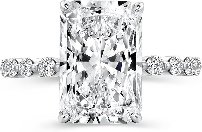Maxinejewelry 4CT Elegant Radiant Cut Engagement Ring, 5A Cubic Zirconia Bridal Wedding Jewelry Promise Ring, Size 5