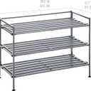 3-Tier Stackable 1" Slat Steel Frame Shoe Rack, 27.25"W x 12.75"D, Ash Gray