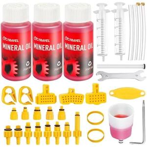 cyctravel Brake Bleed Kit for Shimano, TEKTRO, TRP Hydraulic Disc Brakes. Bicycle Hydraulic Brake Bleed Kit Including 180ML High Performance Mineral Oil Brake Fluid.