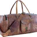 21 Inch Vintage Leather Duffel Travel Gym Sports Overnight Weekend Duffle Bags for men and women, Medium