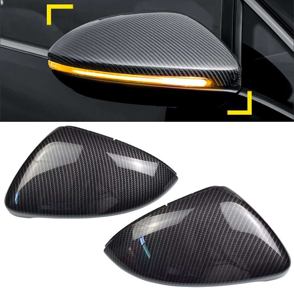 1 Pair Black Rearview Mirror Cover Left Right Side Mirror Covers Caps for VW Golf MK7 7.5 GTI 7 Golf 7 R (Carbon Fiber)