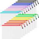 SUNEE Plastic Mesh Zipper Pouch 9.2x12.5 in (9 Colors, 18 Packs),Extra Large Water-Resistant Zip Bag for School Office Supplies, Puzzles & Games Organizing Storage (Multicolored)