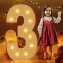 Marquee Numbers 4 Feet Tall Large Light Up Numbers 3th 13th 30th Three RexBirthday Decorations Girl Boy Big Yellow Light Outdoor Anniversary Decorations Balloon Arch Kit Party Backdrop 3