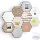 Thboxes 10 Pack Hexagon Cork Board, 12" x 10" Self-Adhesive Felt Bulletin Board Tiles with 40 Pushpins, Pin Boards for Wall Decor Home Office School DIY Display Boards for Photos (Camel Color Theme)