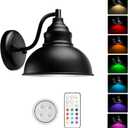 Wall Sconces Battery Operated  Rechargeable Wall Lights with Remote Control Dimmable Auto Timer13 Colorfuls Changeable to Elegant Touch Wall Lamp for Bedrooms Living Rooms Game Rooms Hallways (Black)
