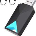 Wireless CarPlay Adapter Android Auto, 2 in 1 Wired to Wireless Carplay Dongle Fit for Factory Wired CarPlay/Android Auto Cars 2016+, 5GHz WiFi Low Latency Plug & Play Online Update Black