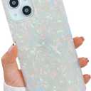 KERZZIL Cute Rectangle Compatible with iPhone 13 6.1-inch Case,Slim Colorful Sparkle Glitter Soft TPU Protective Durable Cases Cover Compatible with iPhone 13(Pearl)