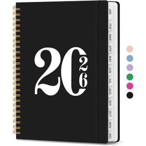 2 x 2026 Planner, Weekly and Monthly Calender Planner, Jan 2026 to Dec 2026, Hardcover 2026 Calendar Book with Tabs & Inner Pocket, Office Home School Supplies for Women & Men - A5 (6.3" x 8.5"), Black