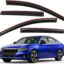 Lightronic Extra Durable Clip-on in-Channel Auto Vent Window Visor, Fits 2018-2022 Honda Accord Sedan, UV Protection Rain Guard, Original Wind Deflector, No-Drill Easy Install, Dark Smoke, 4-Pcs
