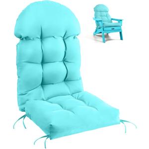 FUNBERRY Adirondack Chair Cushion, Thicken Comfy Cushions for Rocker Non Slip Fade Shield Waterproof High Back with Ties (1 Pack, Aruba Blue)