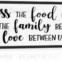 Bless the Food Before Us Wall Decor: Farmhouse Rustic Kitchen Signs Wall Decor Framed Hanging Wall Plaques 12" x 40",Inspirational Quotes The Family Beside Us Signs