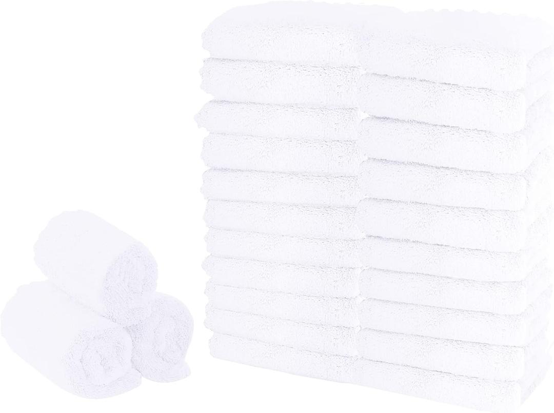 Sunny zzzZZ 24 Pack Kitchen Dishcloths - Does Not Shed Fluff - Reusable Dish Towels, Dish Cloths, Super Absorbent Coral Fleece Cleaning Cloths, Nonstick Oil Washable Fast Drying, 10 x 20 Inch (White)
