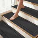 Non-Slip Stair Treads for Wooden Steps Indoor, 4 Pack 8" X 30" Edging Stair Rugs with TPE Backing, Carpet Stair Treads for Kids Elders & Pets, 100% Polyester Soft Stair Runners, Dark Grey
