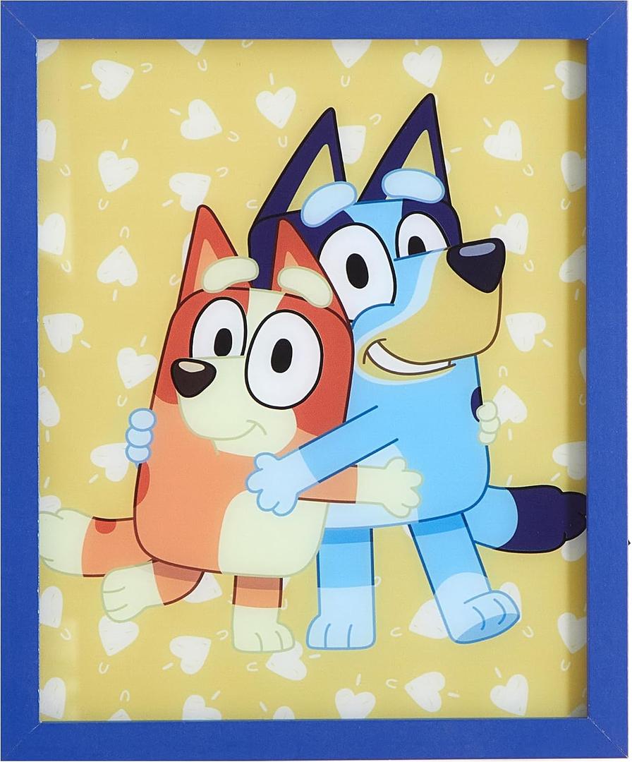 Bluey & Bingo LED Dual Wall Art,Kids Room Dcor, Official Bluey Cartoon Print, Colorful Framed Artwork for Playroom, Nursery, or Bedroom,9.5"x11.5"