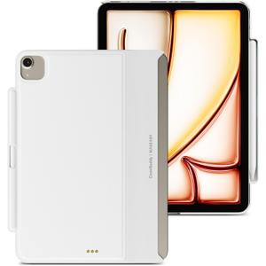 MAGEASY CoverBuddy Magic Keyboard Compatible Case for iPad Air 11" (M4 2026 / M3 2025 / M2 2024, 8th/7th/6th Gen) iPad Case fits Magic Keyboard with Pencil Holder Heat Dissipation (Leather White 5.05)