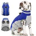 AOFITEE Dog Coat, Warm Dog Jackets for Small Dogs, Dogs Winter Coat with Harness Built in, Reflective Pet Winter Jacket, Waterproof Windproof Puppy Puffer Jacket Fleece Vest, Blue S