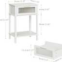 Nightstand Wooden Bedside Table with Drawer White Night Stands Modern Style Small End Table Side Table with Storage Shelf for Bedroom Living Room MLBZ10W