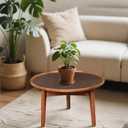 24 Round Coffee Table, Solid Oak Frame & Veneer Top, USA Grown Hardwood, Modern Living Room, Lounge Side Table (Single Large Piece)