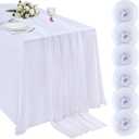 White Gauze Table Runner 10ft 120 Inch Tulle Fabric Seasonal Sheer Kitchen Dining Centerpieces Wedding Baby Shower Birthday Holiday Table Decor for Home Party